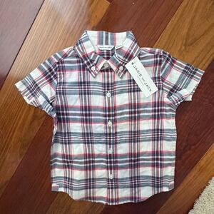 Janie and Jack Plaid Shirt Button Down Short Sleeve 18 to 24 Months NWT